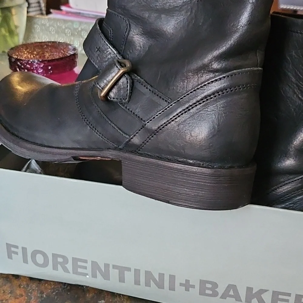 Fiorentini+Baker Eternity Black Leather Ankle Boots with Buckle - Picture 3 of 5
